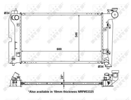 Радіатор двигуна (акпп) TOYOTA COROLLA, COROLLA VERSO 1.4/1.6/1.8 08.01-03.08 NRF 56150