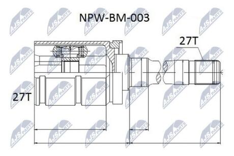 ШАРНІР РІВНИХ КУТОВИХ ШВИДКОСТЕЙ | BMW X-5 E53 3.0 00-05 /ATM/ /ПРАВ/ NTY NPWBM003