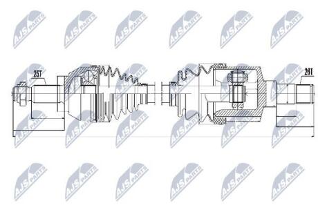 ПІВВІСЬ | FORD TRANSIT CONNECT 1.8TDCI 75KM 03- /ЛІВ/ NTY NPWFR053