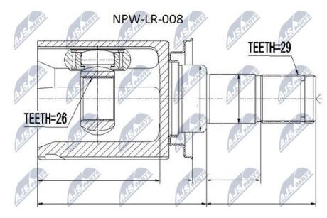 ШАРНІР РІВНИХ КУТОВИХ ШВИДКОСТЕЙ | LAND ROVER DISCOVERY III/IV 05-10-, RANGE ROVER SPORT I/II 05-10- /ЛІВ/ NTY NPWLR008