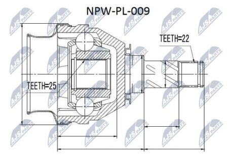 ШАРНІР РІВНИХ КУТОВИХ ШВИДКОСТЕЙ | OPEL ASTRA F/G 1.7DTI, CORSA C, VECTRA B, ASTRA H 05-07 Л/П NTY NPWPL009