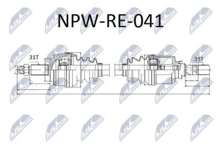 ПІВВІСЬ | RENAULT MASTER FWD 2.3DCI 11-, OPEL MOVANO 2.3CDTI 11-, NISSAN NV400 2.3DCI 11- /ЛІВ/ NTY NPWRE041
