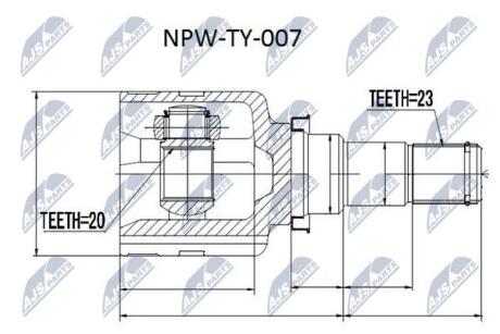 ШАРНІР РІВНИХ КУТОВИХ ШВИДКОСТЕЙ | TOYOTA YARIS 1.3 (FR/JP) 05- /20 ЗУБОВ/ NTY NPWTY007 (фото 1)