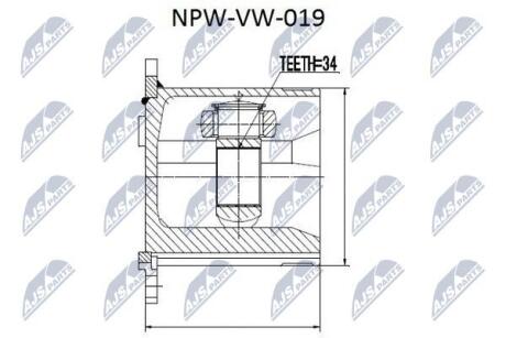ШАРНІР РІВНИХ КУТОВИХ ШВИДКОСТЕЙ | VW SHARAN 00-03, FORD GALAXY 00-03, SEAT ALHAMBRA 00-03 NTY NPWVW019 (фото 1)