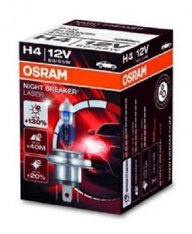 Лампа Night Breaker Laser H4 12V 60/55W 4300K +130% (упаковка блістер) OSRAM 64193NBL