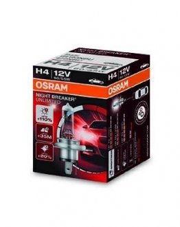 Набор ламп H4 12V 60/55W Night Breaker Unlimited +110% OSRAM 64193NBU