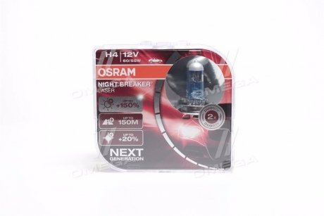 Лампа Night Breaker Laser H4 12V 60/55W P43T +150% OSRAM 64193NL-HCB