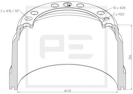 Гальмівний барабан PE AUTOMOTIVE 14613700A (фото 1)