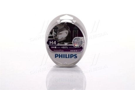Лампа розжарювання H4VisionPlus12V 60/55W P43t-38 (вир-во) PHILIPS 12342 VP S2 (фото 1)