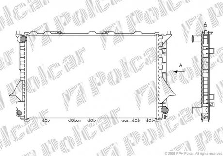 Радіатор Audi 100, A6 (МКПП) 91-94 Polcar 131608-4 (фото 1)