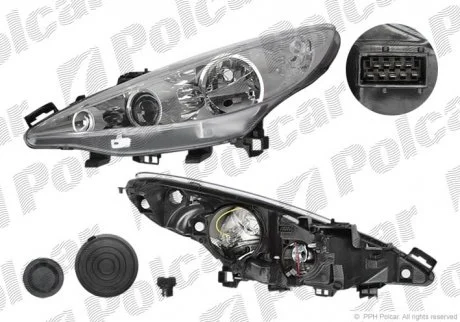 Фара PE- 207 H1+H7+H7 07- Polcar 5724101E
