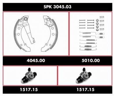 Комплект тормозов, барабанный тормозной механизм REMSA SPK304503