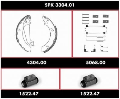 Комплект тормозов, барабанный тормозной механизм REMSA SPK330401