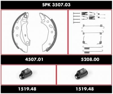 Комплект тормозов, барабанный тормозной механизм REMSA SPK350703