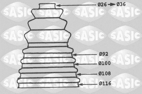 Комплект пильника, приводний вал SASIC 1904010