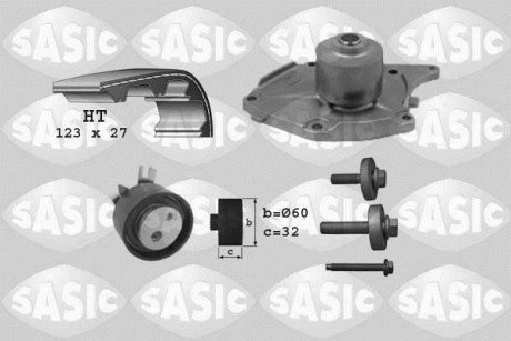 Насос води + комплект зубчатого ремня SASIC 3904022