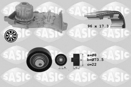 Насос води + комплект зубчатого ремня SASIC 3904026