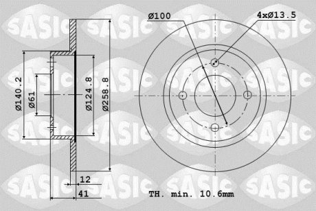 Тормозной диск SASIC 6104001 (фото 1)