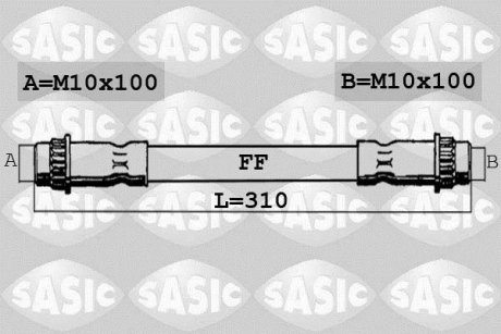Шланг тормозной задний SASIC 6604033 (фото 1)