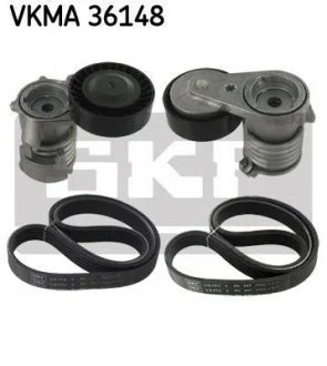 Комплект поликлинових ременів (з роликами) VOLVO C30, C70 II, S40 II, V50 FORD FOCUS II, KUGA I 2.0D-2.5 01.04-06.13 SKF VKMA36148