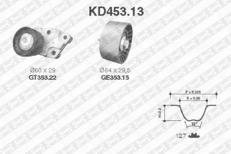 Ремінь ГРМ (набір) SNR NTN KD453.13