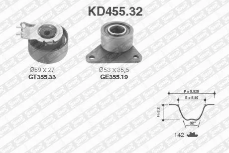 Комплект ремня ГРМ SNR NTN KD455.32