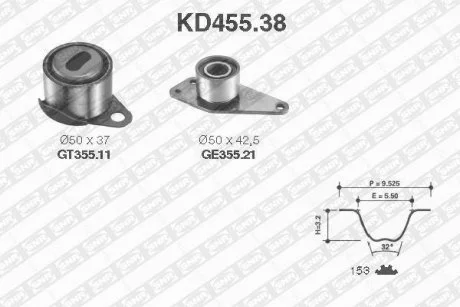 Ремінь ГРМ (набір) SNR NTN KD455.38