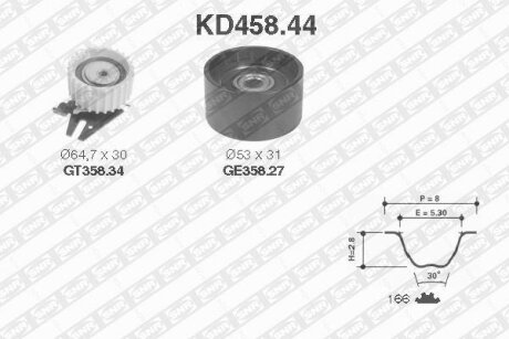 Комплект ГРМ (ремінь + ролик) FIAT MAREA LANCIA LYBRA, THESIS 2.0 04.99-07.09 SNR NTN KD45844 (фото 1)