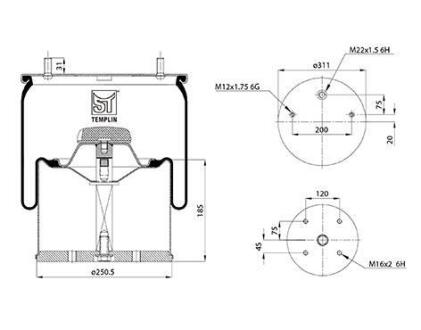 Подушка амортизуюча 725 N P03 (зі стаканом) ST-TEMPLIN 04.060.6006.050 (фото 1)