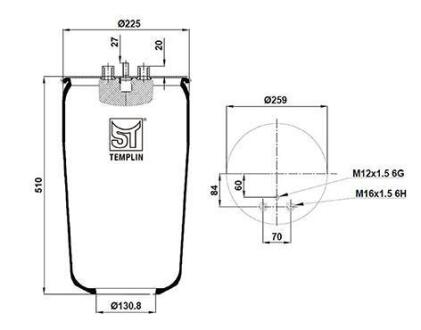 Подушка амортизуюча 4882 N1 P01 (без стакану) ST-TEMPLIN 04.060.6106.930 (фото 1)