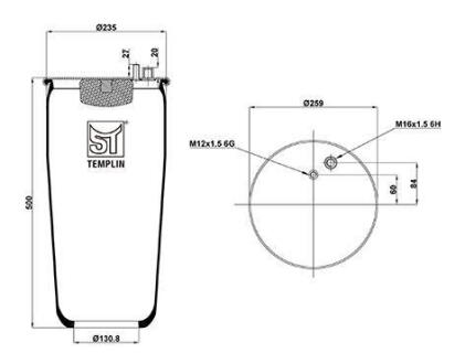 Подушка амортизуюча 4884 N1 P01 (без стакану) ST-TEMPLIN 04.060.6106.950 (фото 1)