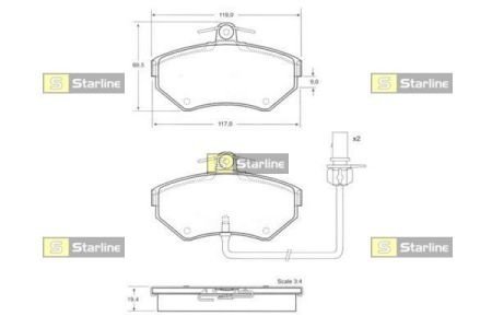 Тормозные колодки дисковые STARLINE BD S144