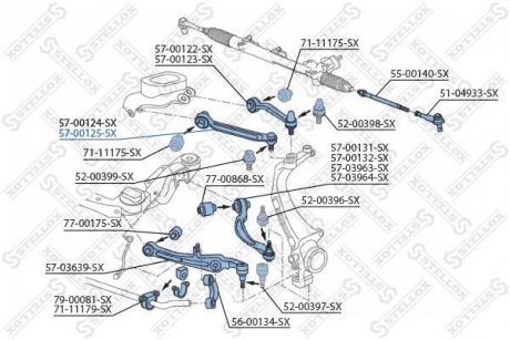 Рычаг верх.правый прямой Audi A6 5/04-, A8 10/02- VW Phaeto STELLOX 57-00125-SX (фото 1)
