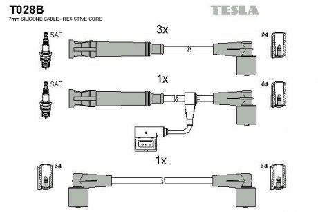 Проводавысоковольтные,комплект Bmw 3 (E36) TESLA T028B (фото 1)