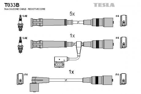 Комплект кабелів запалювання TESLA T033B (фото 1)