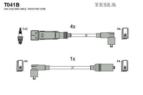 Комплект кабелей высоковольтных TESLA T041B (фото 1)