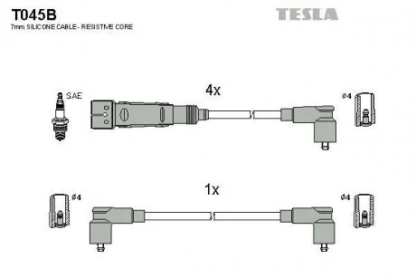 Комплект кабелів високовольтних TESLA T045B