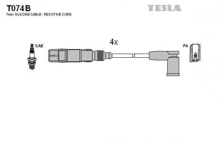 Комплект кабелей зажигания TESLA T074B (фото 1)