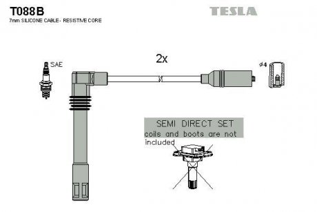 Комплект кабелів запалювання TESLA T088B (фото 1)