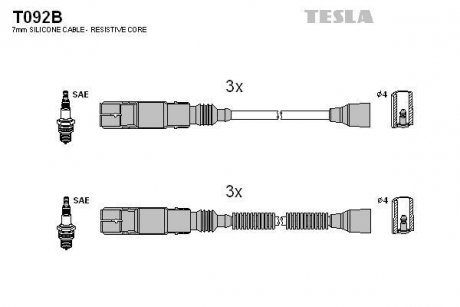 Комплект кабелей высоковольтных TESLA T092B (фото 1)