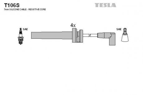 Комплект кабелів запалювання TESLA T106S (фото 1)