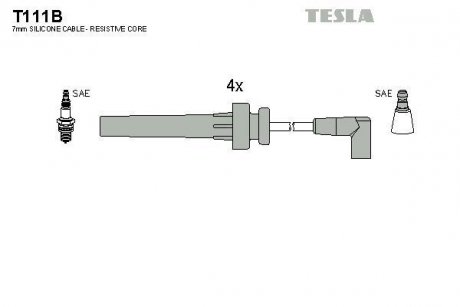 Комплект проводів запалення TESLA T111B