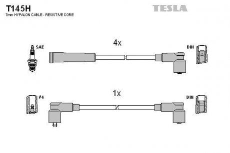Комплект кабелів запалювання TESLA T145H (фото 1)