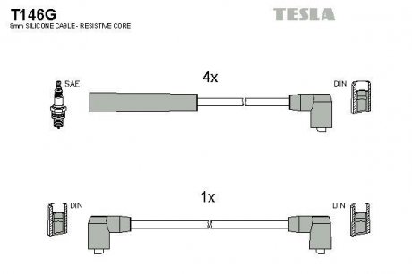 Комплект кабелів запалювання TESLA T146G