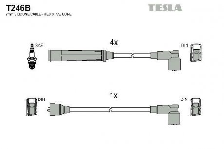 Комплект кабелів запалювання TESLA T246B (фото 1)