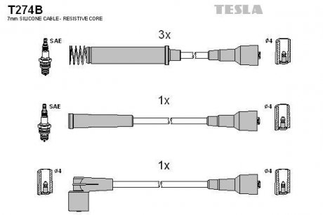 Комплект кабелів запалювання TESLA T274B
