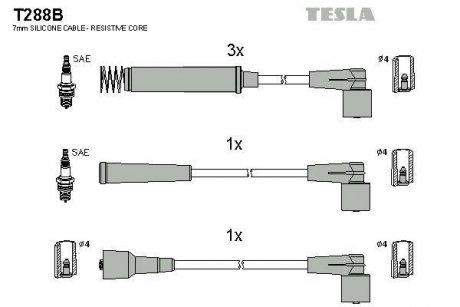 Комплект кабелів запалювання TESLA T288B