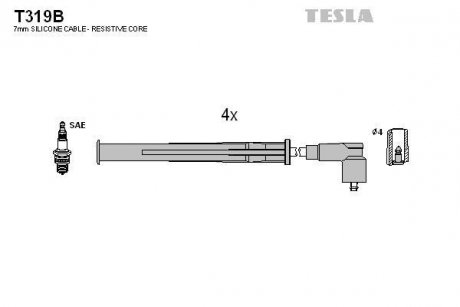 Комплект кабелей зажигания TESLA T319B
