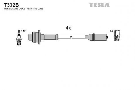 Комплект кабелів запалювання TESLA T332B (фото 1)