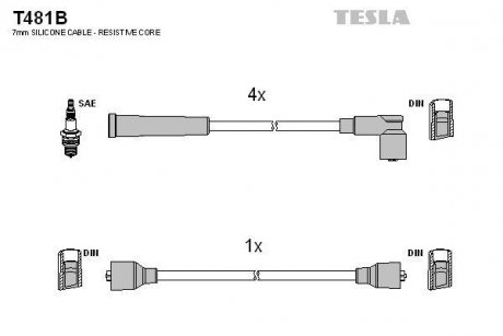 Комплект кабелей зажигания TESLA T481B (фото 1)